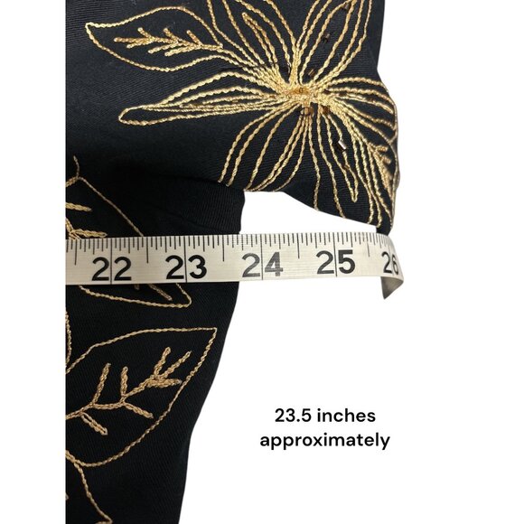 Black & Gold Floral Embroidered Button-Up Jacket By New Direction - Womens Size - Picture 8 of 9